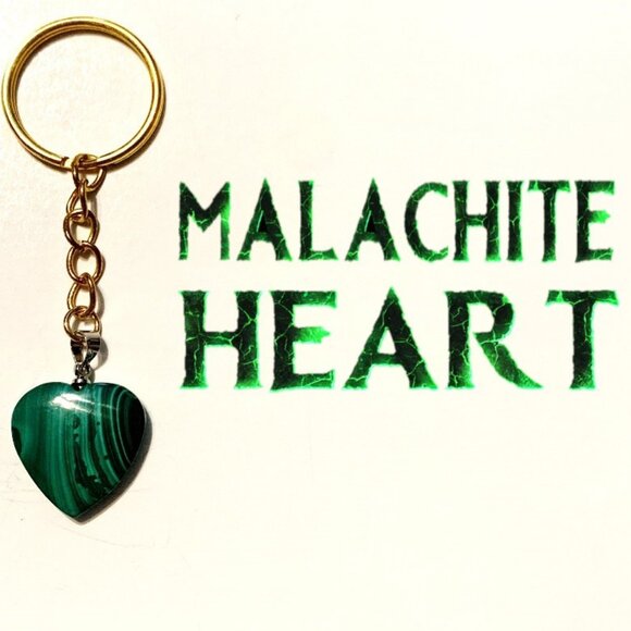 Malachite Heart Keychain – Transformation, Protection & Healing Energy - Picture 1 of 6